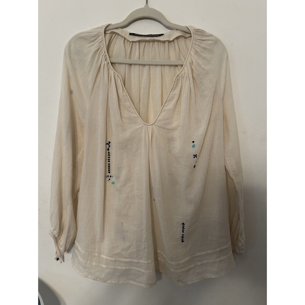Twelfth Street by Cynthia Vincent boho peasant Embroidered Top Size M